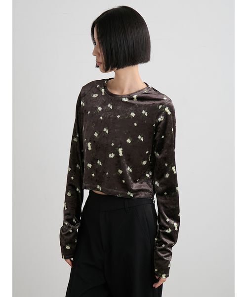 MIESROHE（ミースロエ） tシャツ 短丈ベロアトップス レディース