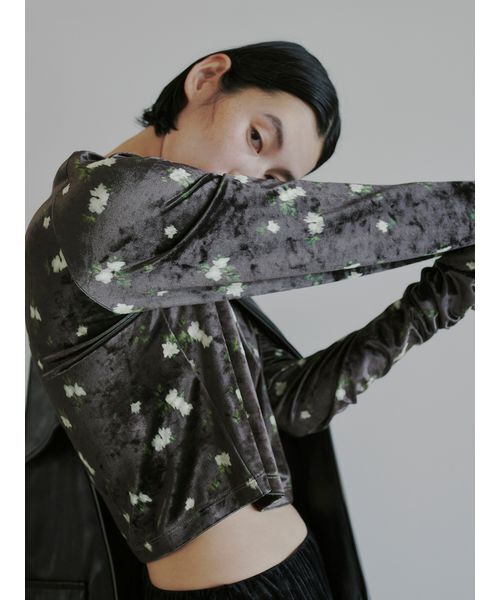 MIESROHE（ミースロエ） tシャツ 短丈ベロアトップス レディース