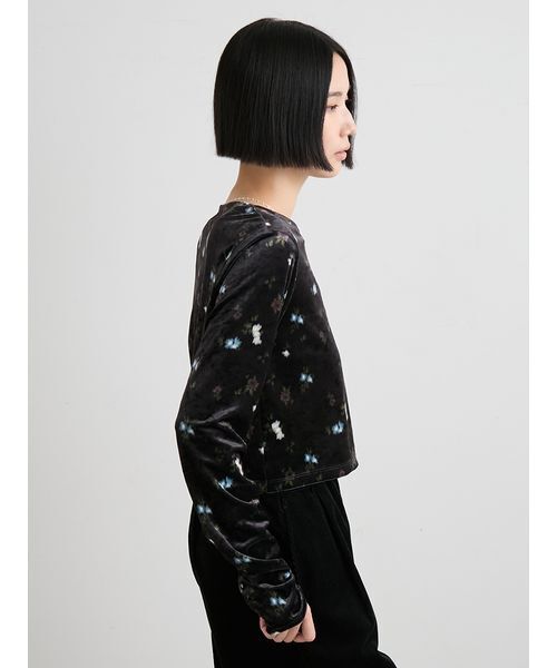 MIESROHE（ミースロエ） tシャツ 短丈ベロアトップス レディース
