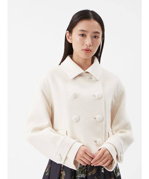 ＊マーガレットハウエル ウール カシミヤ ピーコート ショート ＊ マーガレットハウエル ピーコート ショートコート アンゴラ カシミヤ