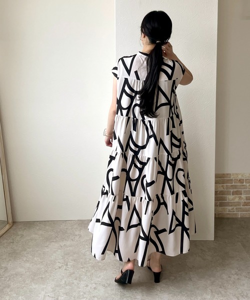 「LHELBIE」 半袖ワンピース M ブラック レディース_画像3