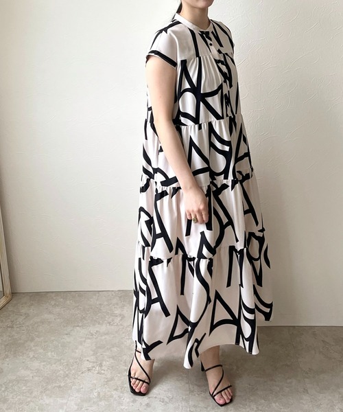 「LHELBIE」 半袖ワンピース M ブラック レディース_画像6