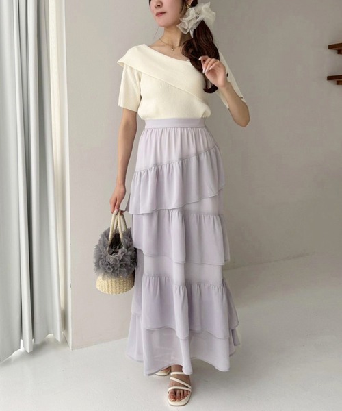 「one after another NICE CLAUP」 半袖ニット FREE オフホワイト レディース_画像9