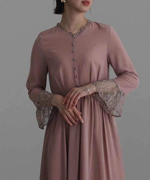 【専用】atlo【pourvous】7分袖ワンピース atlo（アトロ） 「PourVous」7分袖ワンピース M ピンク レディース