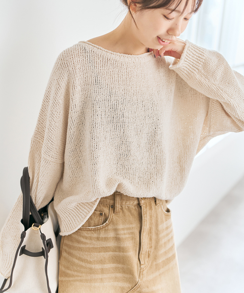 人気♡美品✨BATONER スカシボートネック ニット アイボリー 1 Spick＆Span（スピック アンド スパン） ニット セーター IGEA