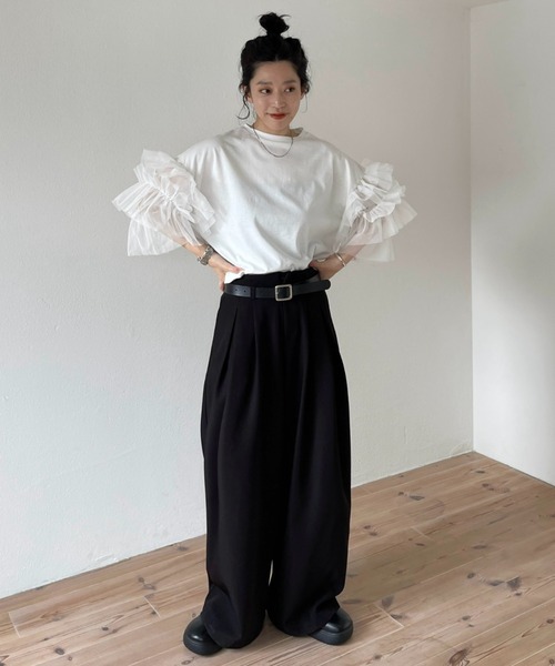 「wee9s」 半袖カットソー SHORT レッド レディース_画像4
