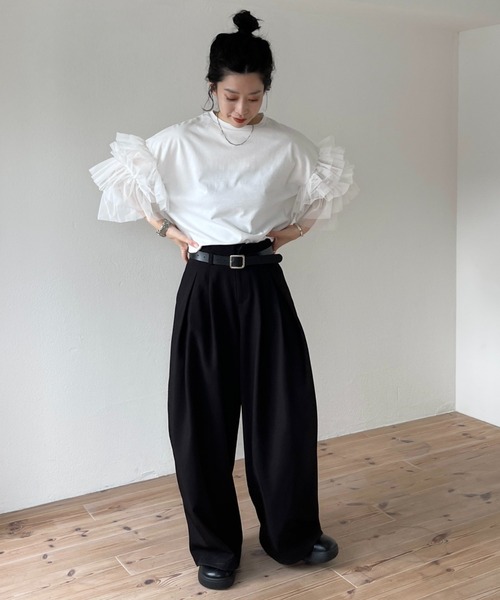 「wee9s」 半袖カットソー SHORT レッド レディース_画像5