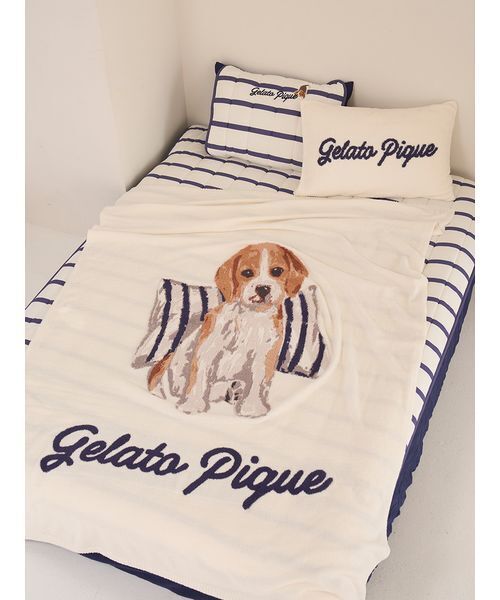 GELATO PIQUE 犬柄 毛布　ピロケース　2点 gelato pique Sleep ベッド 寝具 「Sleep」「UNISEX」エアリーモコ