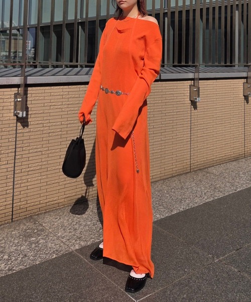 Ameri（アメリ） ワンピース HALTER NECK LAYERED KNIT DRESS 