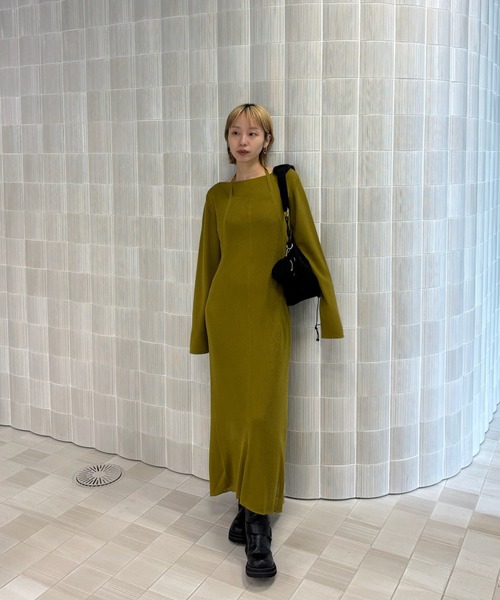 Ameri（アメリ） ワンピース HALTER NECK LAYERED KNIT DRESS 