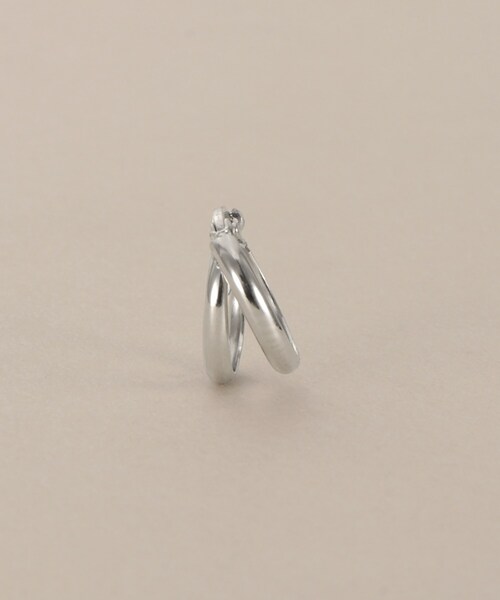ピアス プラチナ 甲丸スプリット フープピアス レディースの画像