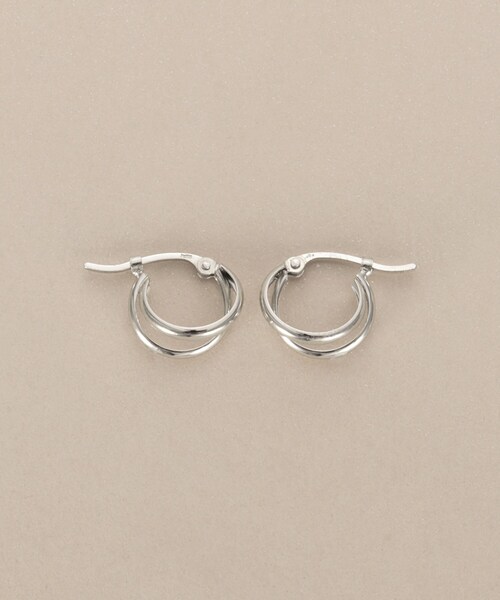ピアス プラチナ 甲丸スプリット フープピアス レディースの画像