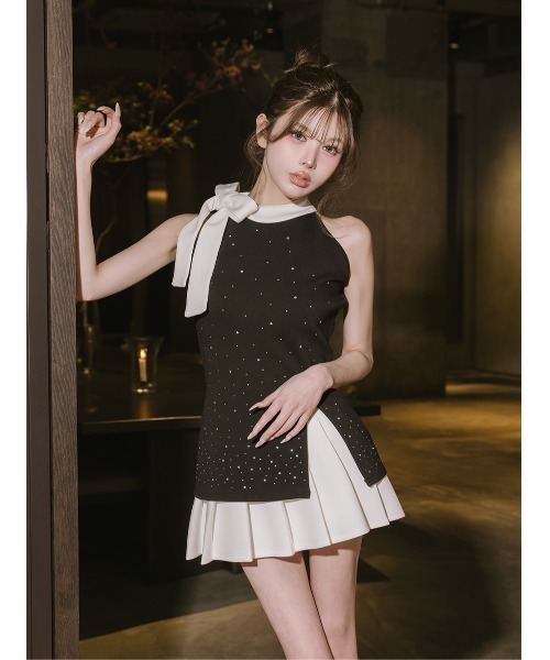 Darich（ダーリッチ） セットアップ ビジューリボンプリーツミニ