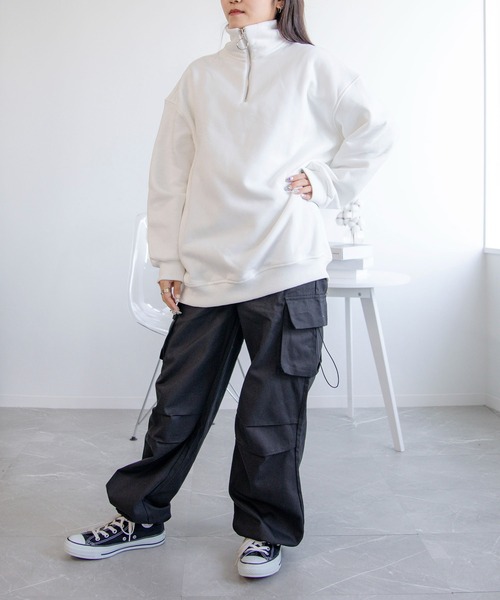 「aimoha」 スウェットカットソー MEDIUM ブラック レディース_画像4