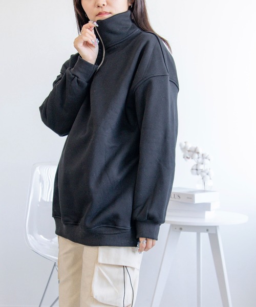 「aimoha」 スウェットカットソー MEDIUM ブラック レディース_画像9