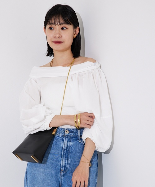 「Rouge vif」 半袖ブラウス フリー グレイッシュベージュ レディース_画像4