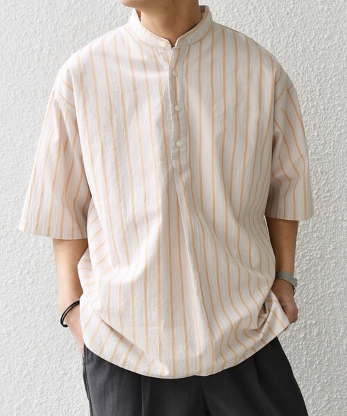 「SHIPS any」 半袖シャツ MEDIUM イエロー メンズ_画像9