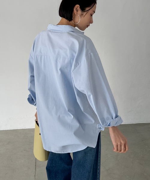 「DOUX ARCHIVES」 長袖シャツ 38 ホワイト×ブルー レディース_画像2