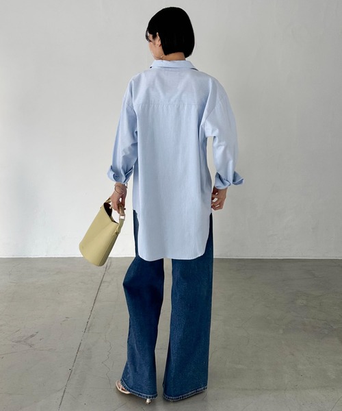 「DOUX ARCHIVES」 長袖シャツ 38 ホワイト×ブルー レディース_画像5