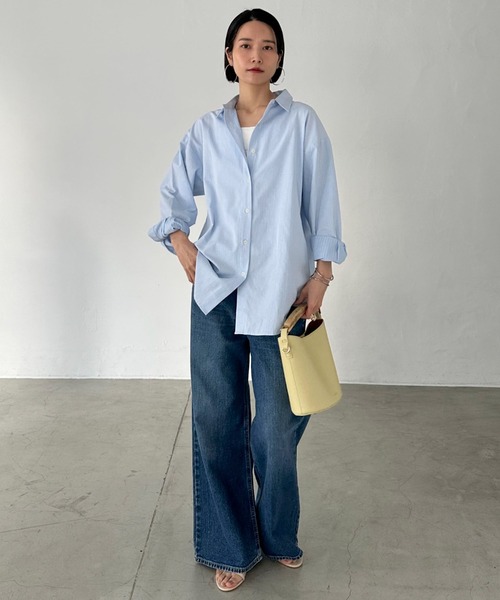 「DOUX ARCHIVES」 長袖シャツ 38 ホワイト×ブルー レディース_画像7
