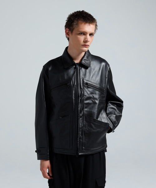 Y-3 ジャケット ブルゾン アウター Y-3 ブルゾン アウター LEATHER BLOUSON メンズ : ZOZOTOWN Yahoo!店