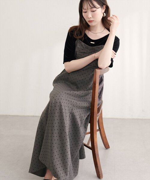 natural couture ワンピース タックデザインマーメイドキャミ