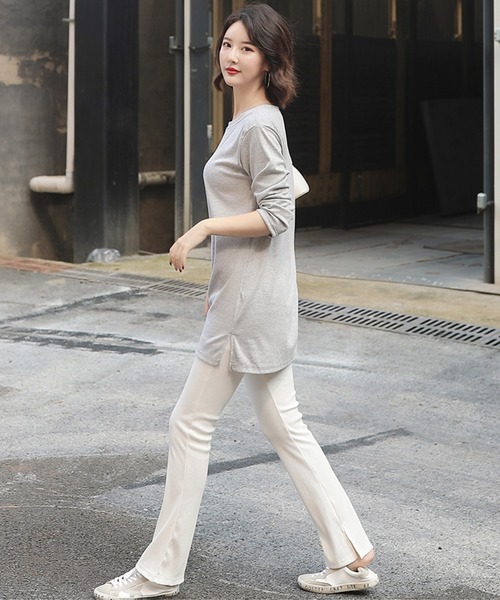 JOURNAL STANDARD 裾スリット入りニットフレア パンツ 38 補正リブ裾スリットニットパンツ | おしゃれな大人レディース