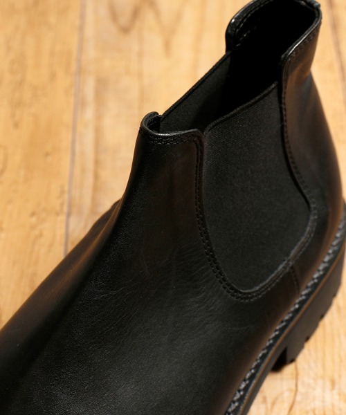 PADRONE 黒レザー サイドゴアブーツ PADRONE ブーツ パドローネ / BL SIDE GORE BOOTS サイドゴア