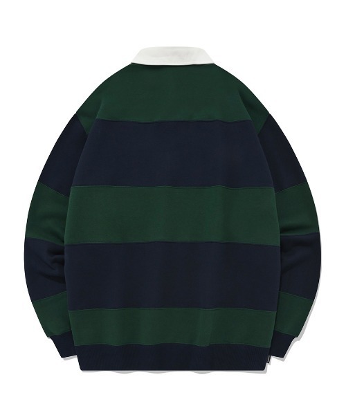 ★人気★【COVERNAT】★stripe rugby sweatshir.t★スウェット★ Covernat Unisex Stripes Rugby Sweatshirt Blue | Sweatshirts