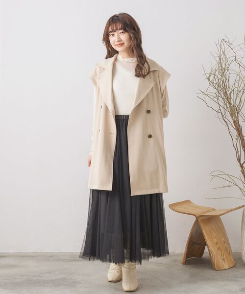 RISLEY リズレー トレンチ ベスト ジレ カーキ ベージュ ☆ ベージュ Lサイズ ジレ ベスト レディース 通販 ロングベスト