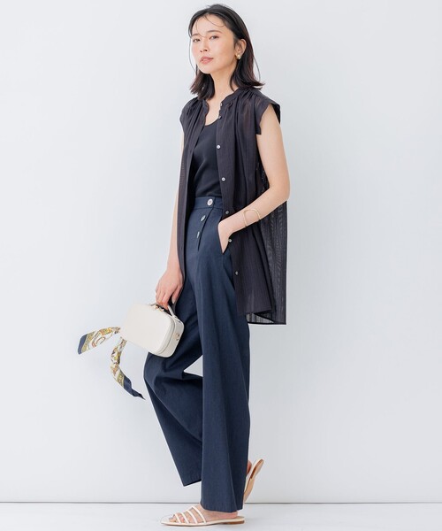 ブラウス シャツ ストライプノースリシャツ「手洗い可能」 レディース UNITED ARROWS ブラウス シャツ ペプラム ストライプ