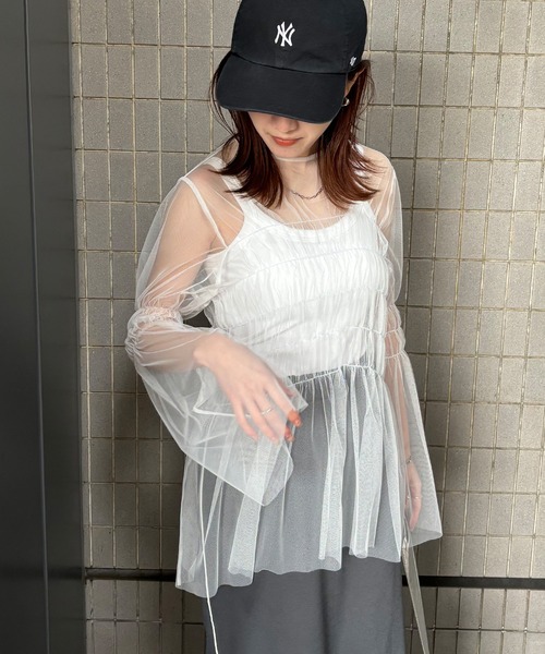 ブラウス I-SOOK アイスー I-SOOK ブラウス シャツ 「ISOOK / アイスー」ギャザーチュール