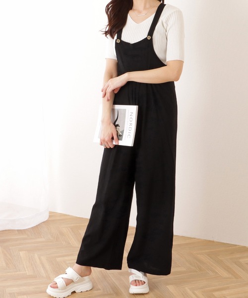 Lace Ladies サロペット オーバーオール フロント タック ワイド