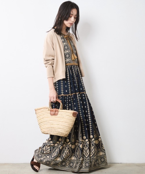 【関税込み】MSGM ブラック プリント マキシワンピース CHIC STYLE ワンピース エスニックパネルプリントマキシ