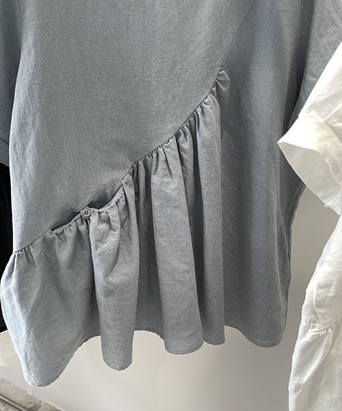 deux amour tシャツ アシメギャザー半袖ブラウス レディース