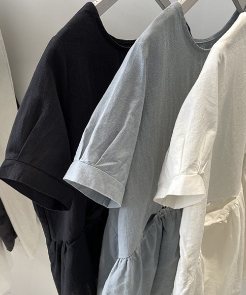 deux amour tシャツ アシメギャザー半袖ブラウス レディース