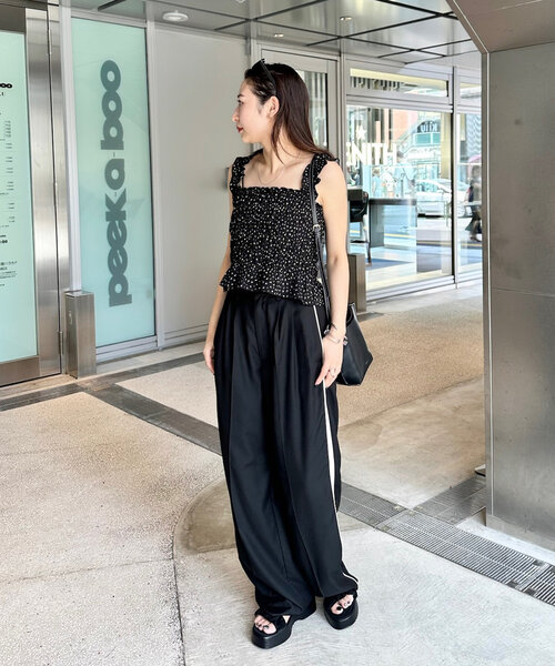 ブラウス シャツ シャーリングキャミソール レディース M-LINE シャツ ブラウス 「mline」花柄シャーリングキャミソール