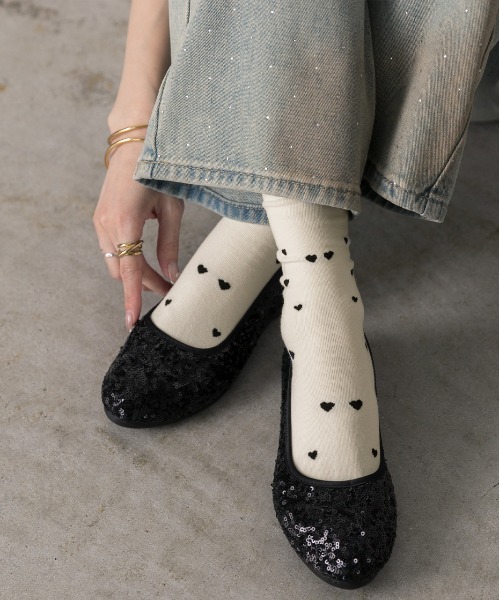 ad thie（アドティエ） 靴下 ミニハート刺繍 ソックス レディース