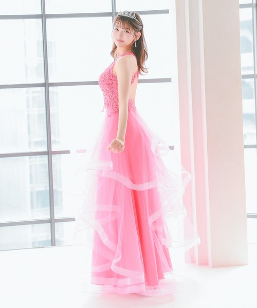 Tika（ティカ） ドレス キャバドレス ロング フレア フラワー刺繍