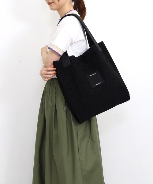 PEACEMINUSONE ブラックトートバッグ クリップ付き PEACEMINUSONE MAMA 