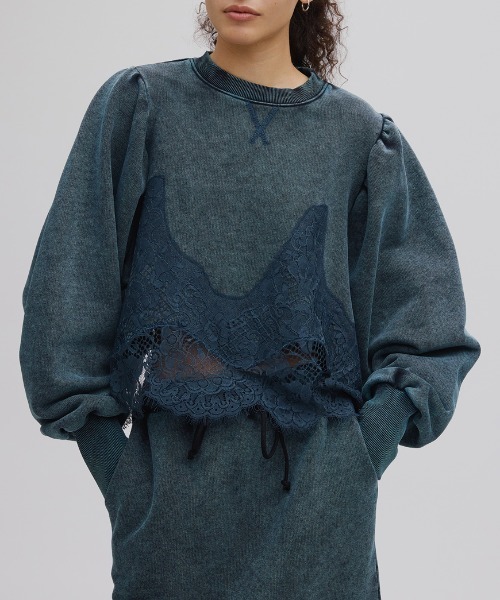 Ameri（アメリ） トレーナー スウェット CHEMICAL OVERDYE LACE SWEAT