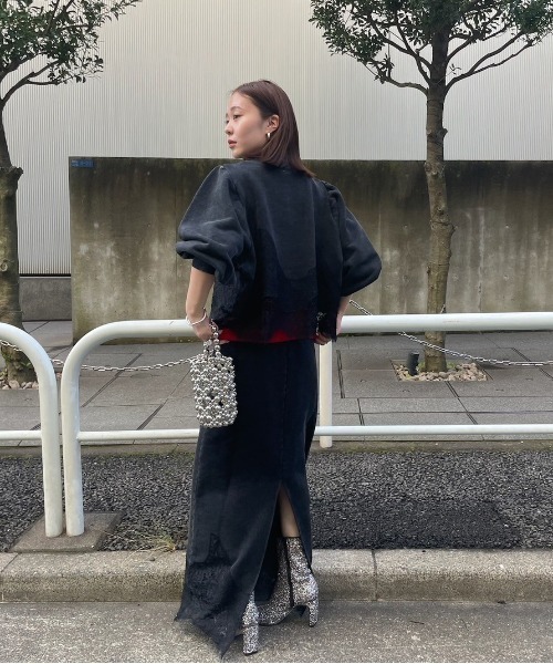 Ameri（アメリ） トレーナー スウェット CHEMICAL OVERDYE LACE SWEAT