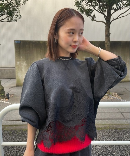 Ameri（アメリ） トレーナー スウェット CHEMICAL OVERDYE LACE SWEAT