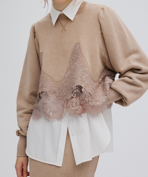 Ameri（アメリ） トレーナー スウェット CHEMICAL OVERDYE LACE SWEAT