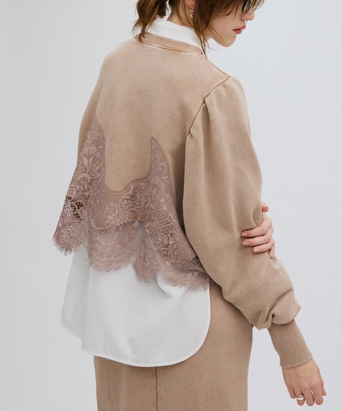 トレーナー+スウェット CHEMICAL OVERDYE LACE SWEAT TOP Ameri（アメリ） トレーナー スウェット CHEMICAL OVERDYE LACE SWEAT