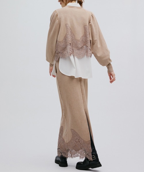 Ameri（アメリ） トレーナー スウェット CHEMICAL OVERDYE LACE SWEAT