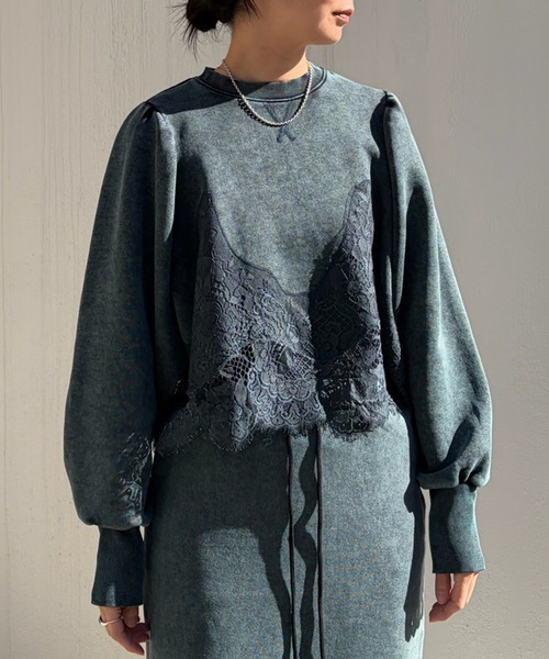 Ameri（アメリ） トレーナー スウェット CHEMICAL OVERDYE LACE SWEAT