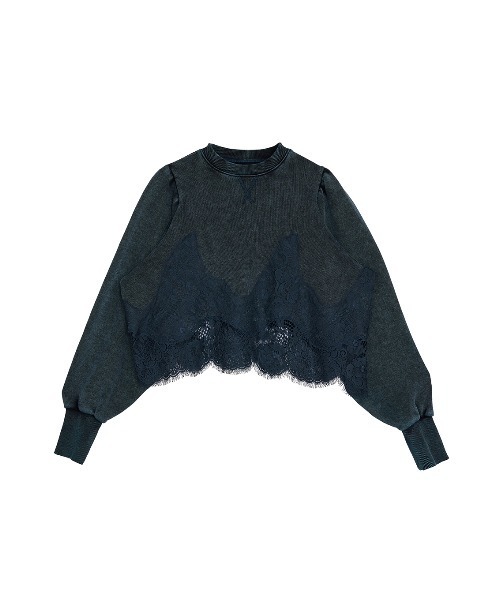 トレーナー+スウェット CHEMICAL OVERDYE LACE SWEAT TOP Ameri（アメリ） トレーナー スウェット CHEMICAL OVERDYE LACE SWEAT