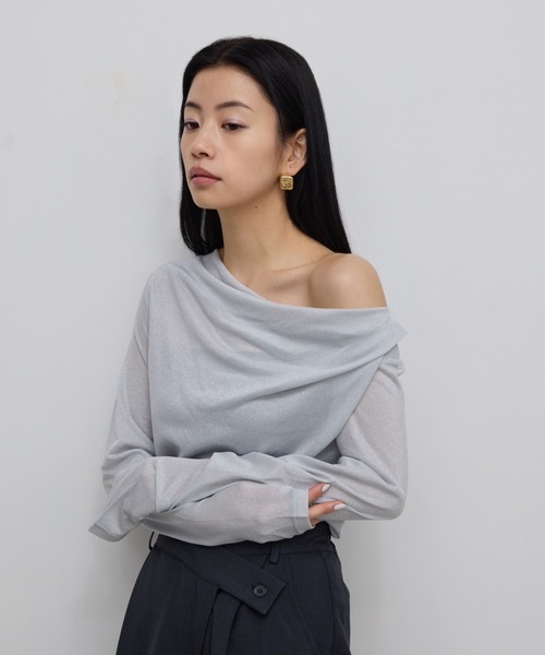 AIC. tシャツ メニーウェイシアーラメドレープトップス