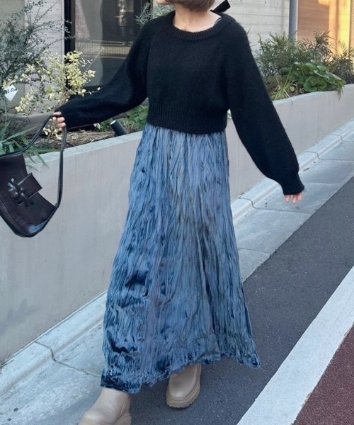 nemne（ネンネ） ニット セーター 「Delfy」ベロアリボンシャギー